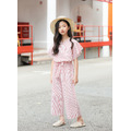 2021夏裝韓版中大童條紋喇叭袖上衣+闊腿褲二件套(粉色)_1 2021夏裝韓版中大童條紋喇叭袖上衣+闊腿褲二件套(粉色)_1