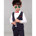 帥氣男童長袖襯衫+西裝背心+長褲三件套裝(黑底白點)_2 帥氣男童長袖襯衫+西裝背心+長褲三件套裝(黑底白點)_2