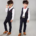 帥氣男童長袖襯衫+西裝背心+長褲三件套裝(黑底白點) 帥氣男童長袖襯衫+西裝背心+長褲三件套裝(黑底白點)