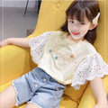 2021夏裝韓版中大童荷葉邊蕾絲袖上衣/T恤 2021夏裝韓版中大童荷葉邊蕾絲袖上衣/T恤