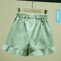 2021夏裝韓版中大童花邊薄荷綠牛仔短褲_1 2021夏裝韓版中大童花邊薄荷綠牛仔短褲_1