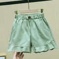 2021夏裝韓版中大童花邊薄荷綠牛仔短褲 2021夏裝韓版中大童花邊薄荷綠牛仔短褲