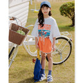 2021夏裝韓版中大童寬鬆版印花上衣+橘色短褲二件套_4 2021夏裝韓版中大童寬鬆版印花上衣+橘色短褲二件套_4