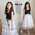 2021夏裝韓版中大童無袖拼接網紗綁帶蛋糕裙 2021夏裝韓版中大童無袖拼接網紗綁帶蛋糕裙