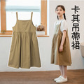 2021夏裝韓版中大童全棉卡其色寬版吊帶裙 2021夏裝韓版中大童全棉卡其色寬版吊帶裙