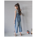 2021夏裝中大童天絲棉吊帶牛仔九分褲+灰色背心二件套_5 2021夏裝中大童天絲棉吊帶牛仔九分褲+灰色背心二件套_5