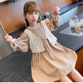 2021秋裝韓版中大童蕾絲鉤花背心+小碎花連衣裙二件套_2 2021秋裝韓版中大童蕾絲鉤花背心+小碎花連衣裙二件套_2