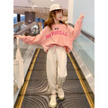 2021秋裝韓版中大童寬鬆粉色上衣+米白休閒長褲二件套_1 2021秋裝韓版中大童寬鬆粉色上衣+米白休閒長褲二件套_1