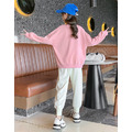 2021秋裝韓版中大童寬鬆粉色上衣+米白休閒長褲二件套_2 2021秋裝韓版中大童寬鬆粉色上衣+米白休閒長褲二件套_2