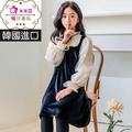 【韓國正品】秋冬款中大童公主袖網紗假二件黑色連衣裙 【韓國正品】秋冬款中大童公主袖網紗假二件黑色連衣裙