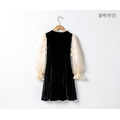 【韓國正品】秋冬款中大童公主袖網紗假二件黑色連衣裙_7 【韓國正品】秋冬款中大童公主袖網紗假二件黑色連衣裙_7