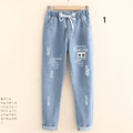 2022夏裝日系中大童刺繡貓咪休閒牛仔長褲/親子裝/女裝(3款)_1 2022夏裝日系中大童刺繡貓咪休閒牛仔長褲/親子裝/女裝(3款)_1