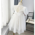 2022夏裝韓版中大童澎澎袖閃亮蕾絲白紗洋裝/公主裙/畢業禮服(送髮飾)_2 2022夏裝韓版中大童澎澎袖閃亮蕾絲白紗洋裝/公主裙/畢業禮服(送髮飾)_2