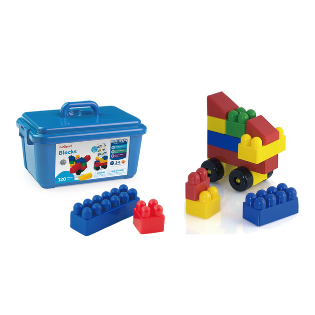 【西班牙miniland】益智積木120入(含收納盒) 【西班牙miniland】益智積木120入(含收納盒)