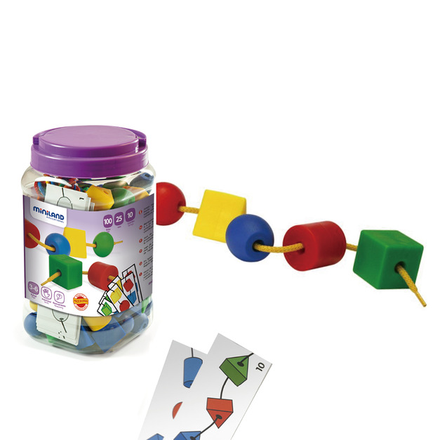 【西班牙miniland】立體幾何穿繩100入-2.5cm綜合 【西班牙miniland】立體幾何穿繩100入-2.5cm綜合