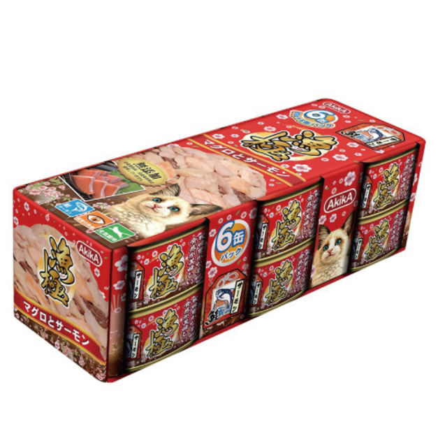 AkikA 日本漁極 主食罐系列-吞拿魚(鮪魚)+三文魚 80gx6罐/盒