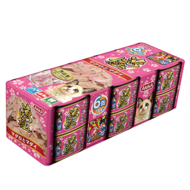 AkikA 日本漁極 主食罐系列-吞拿魚(鮪魚)+紅鯛魚 80gx6罐/盒