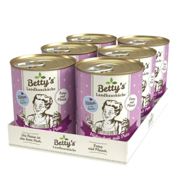 德國 Betty’s 蓓蒂奶奶 貓咪無穀主食罐-幼貓 雞肉+火雞肉 400gx6入 德國 Betty’s 蓓蒂奶奶 貓咪無穀主食罐-幼貓 雞肉+火雞肉 400gx6入
