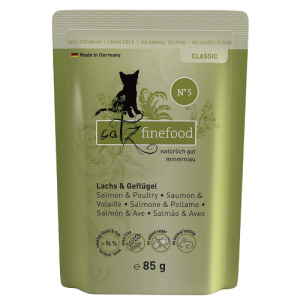德國 凱茲 CATZ 經典美食家系列主食餐包5號-鮭魚+家禽 85g 德國 凱茲 CATZ 經典美食家系列主食餐包5號-鮭魚+家禽 85g