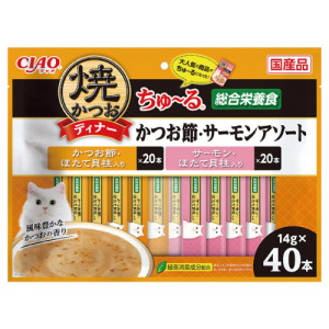 CIAO 烤鰹魚肉泥-鰹魚片扇貝+鮭魚扇貝 14gx40入 CIAO 烤鰹魚肉泥-鰹魚片扇貝+鮭魚扇貝 14gx40入