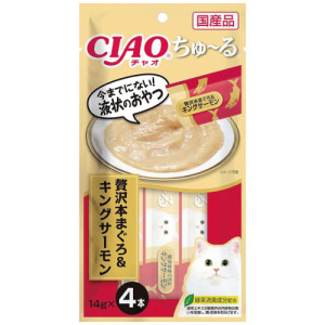 CIAO 啾嚕肉泥 (奢華鮪魚+帝王鮭)14gx4條 CIAO 啾嚕肉泥 (奢華鮪魚+帝王鮭)14gx4條