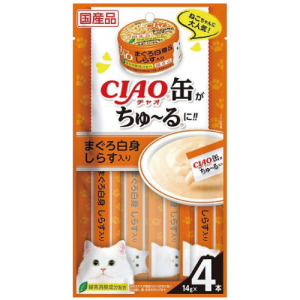 CIAO 啾嚕肉泥 CIAO罐頭 (鮪魚+白身魚風味)14gx4條 CIAO 啾嚕肉泥 CIAO罐頭 (鮪魚+白身魚風味)14gx4條