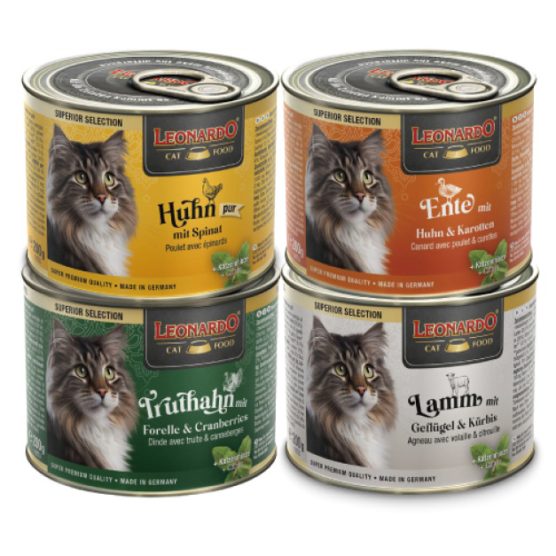 LEONARDO 里奧納多 貓薄荷主食罐200g-隨機口味6罐/盤 LEONARDO 里奧納多 貓薄荷主食罐200g-隨機口味6罐/盤