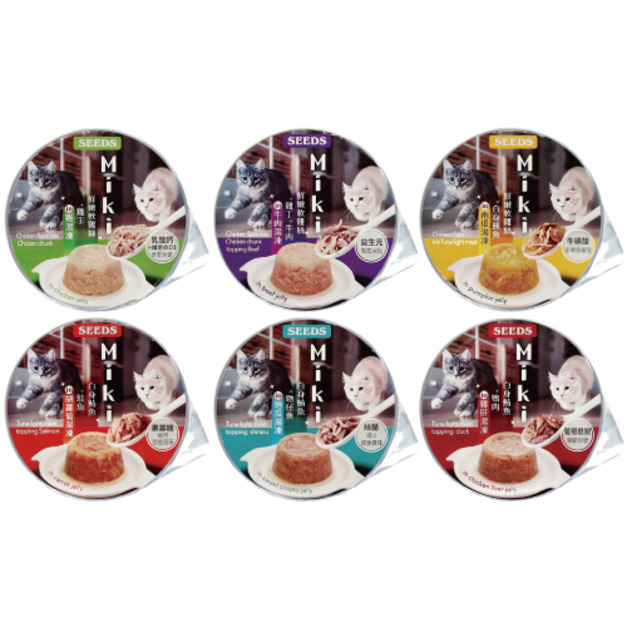 SEEDS 台灣惜時 Miki 特級機能愛貓餐杯80g-隨機口味24罐/箱