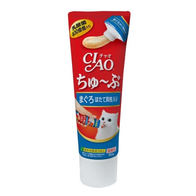 CIAO 啾嚕乳酸菌肉泥膏(鮪魚+扇貝)80g
