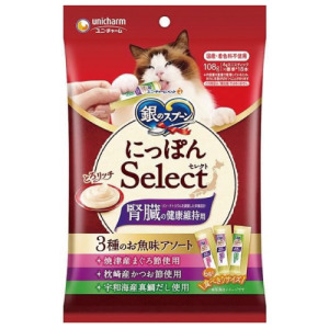 日本製unicharm 銀湯匙 綜合營養肉泥-腎臟保健 燒津鮪魚+枕崎鰹魚+宇和海産鯛 6gx18入 日本製unicharm 銀湯匙 綜合營養肉泥-腎臟保健 燒津鮪魚+枕崎鰹魚+宇和海産鯛 6gx18入