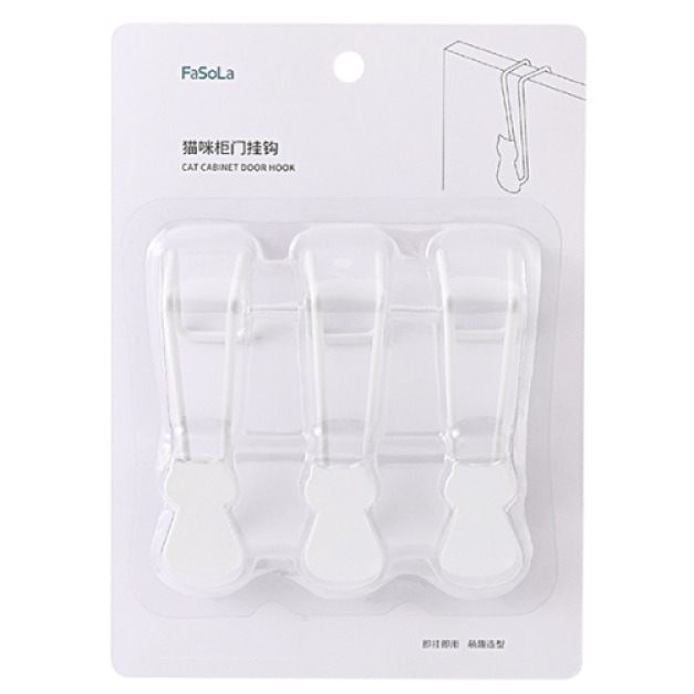 FaSoLa貓咪櫥櫃門掛勾 3入組 FaSoLa貓咪櫥櫃門掛勾 3入組