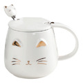 立體浮雕貓咪陶瓷杯+湯匙 400ml (三色可選)_1 立體浮雕貓咪陶瓷杯+湯匙 400ml (三色可選)_1