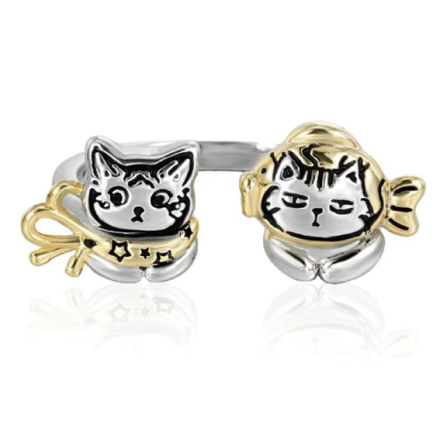 包裹貓咪吃瓜朋友戒指 包裹貓咪吃瓜朋友戒指