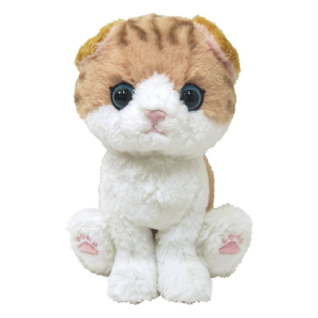 日本SUNLEMON療癒仿真貓坐姿玩偶-摺耳橘虎斑 日本SUNLEMON療癒仿真貓坐姿玩偶-摺耳橘虎斑