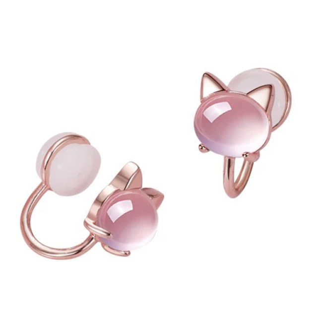 玫瑰金幸運貓咪無耳洞耳夾 玫瑰金幸運貓咪無耳洞耳夾