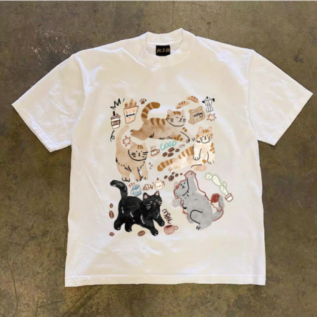 麵包與貓印花T恤(多款可選) 麵包與貓印花T恤(多款可選)