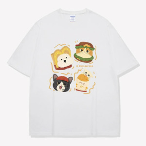 速食店貓狗寬鬆棉T恤(多色可選) 速食店貓狗寬鬆棉T恤(多色可選)
