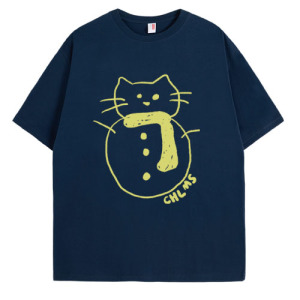 簡約線條小貓雪人貓棉T恤(多色可選) 簡約線條小貓雪人貓棉T恤(多色可選)