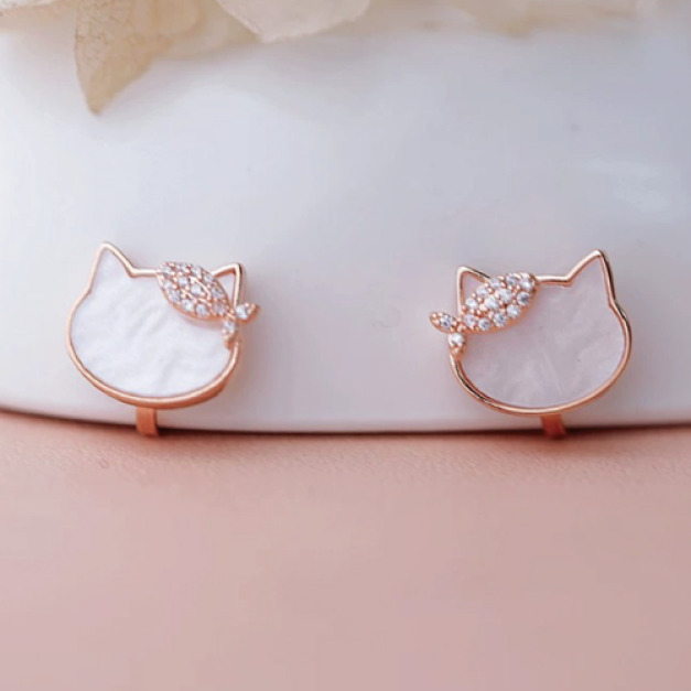 鑲鑽魚與貓耳夾一對 鑲鑽魚與貓耳夾一對