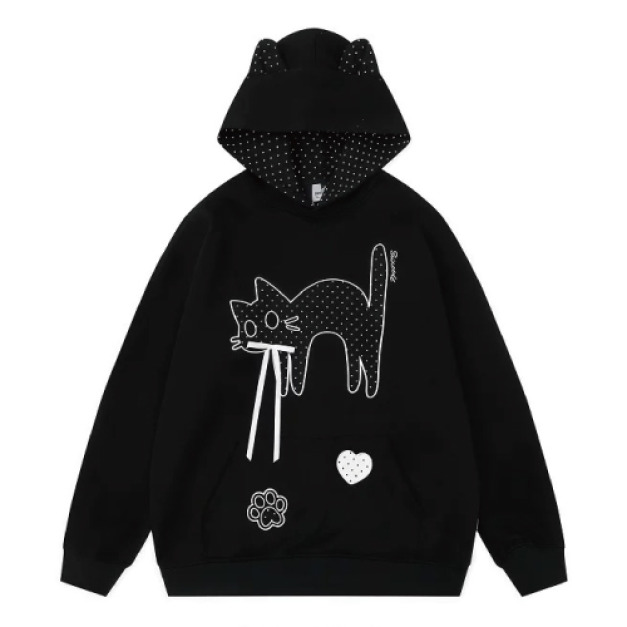 刺繡波點貓咪帽T(多款可選) 刺繡波點貓咪帽T(多款可選)