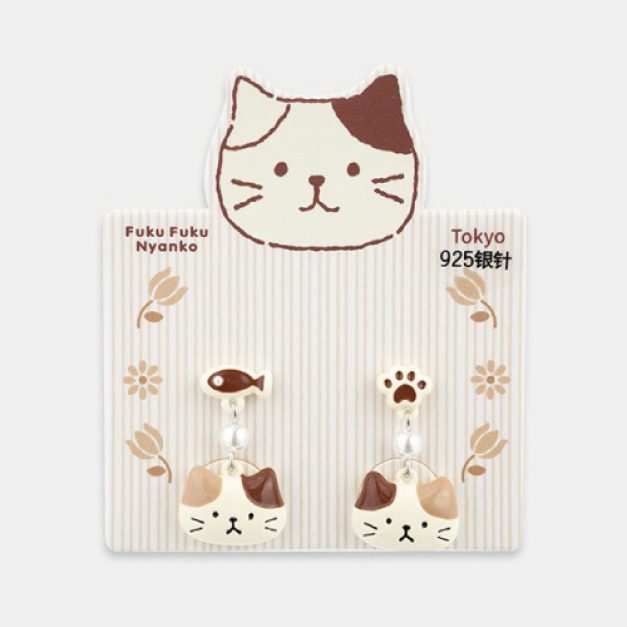 Fuku 福貓 奶酪貓頭吊墜耳環 Fuku 福貓 奶酪貓頭吊墜耳環