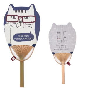 Kusuguru 日式貓咪蒲團雙面竹扇(多款可選) Kusuguru 日式貓咪蒲團雙面竹扇(多款可選)