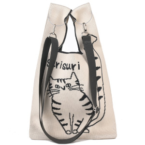 Kusuguru 貓咪針織布手提包/肩背包-一隻貓 (三色可選) Kusuguru 貓咪針織布手提包/肩背包-一隻貓 (三色可選)