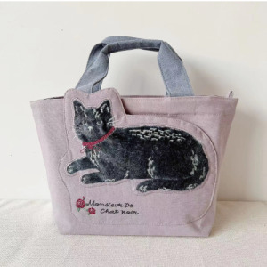 Kusuguru 刺繡立體黑貓手提包(兩色可選) Kusuguru 刺繡立體黑貓手提包(兩色可選)