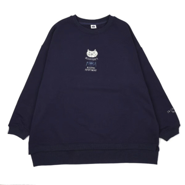 Kusuguru 飢餓貓寬鬆休閒寬鬆大學T(兩色可選) Kusuguru 飢餓貓寬鬆休閒寬鬆大學T(兩色可選)