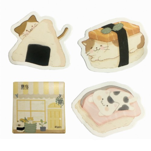 猫咪盒裝貼纸45張-日式壽司貓 猫咪盒裝貼纸45張-日式壽司貓