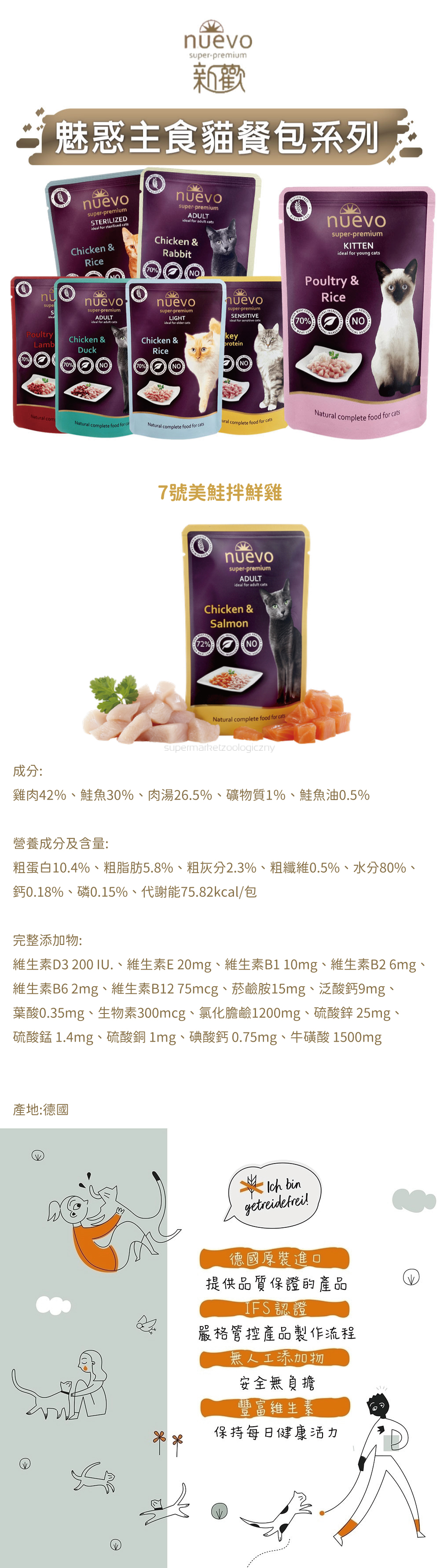 NUEVO 新歡 魅惑主食貓餐包系列-7號美鮭拌鮮雞 85g