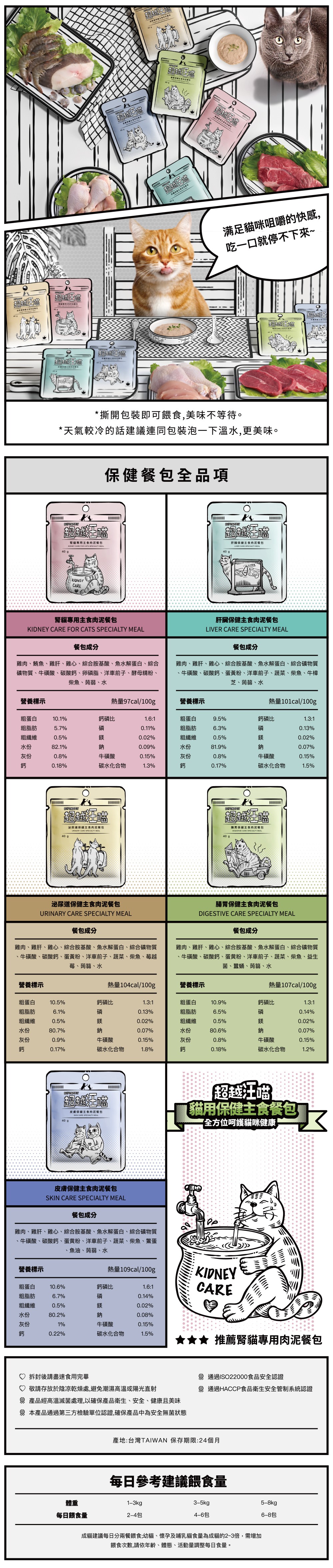 超越汪喵 貓用保健主食肉泥餐包-皮膚保健 40g