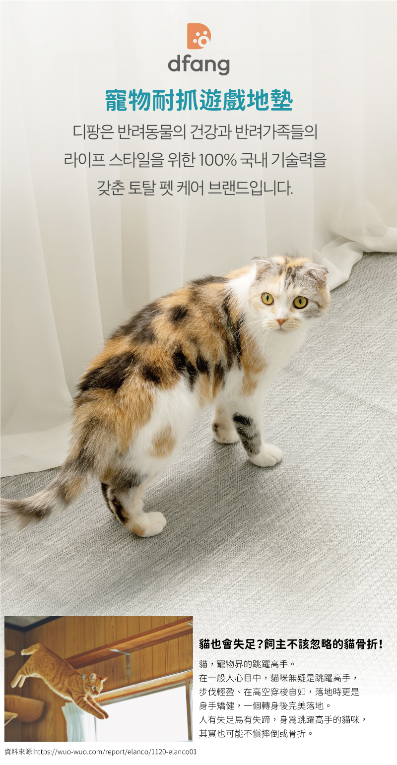 韓國製 dfang迪邦 奈米膜耐抓寵物遊戲地墊-大理石紋 (120x140cm可裁切兩折加厚款)