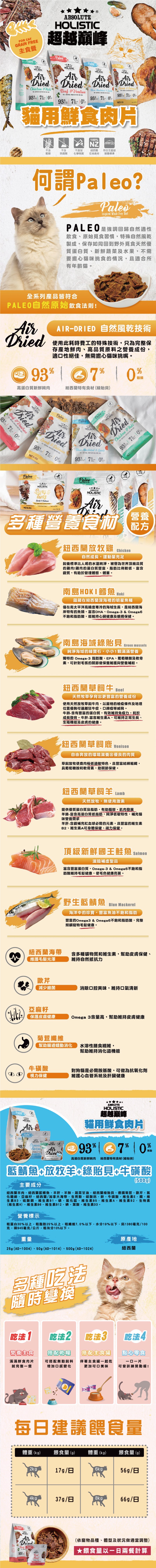 HOLISTIC 超越巔峰貓用鮮食肉片-藍鯖魚+放牧羊+綠貽貝+牛磺酸25g